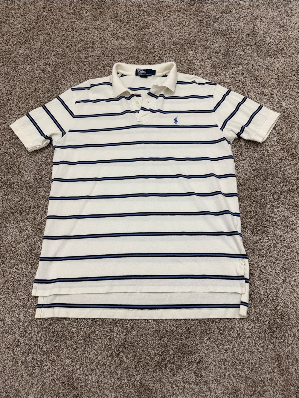 Polo by Ralph Lauren Cream Polo with Navy Stripes